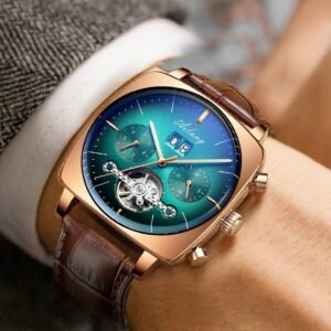 Swiss Famous Brand Watch Montre Luxe Chronograph Square Large Dial Hollow Waterproof Mens Fashion Watches - 2