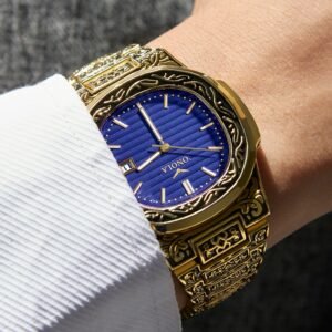 Fashion Quartz Watch Men Brand Onola Luxury Retro Golden Stainless Steel Gold Mens Reloj Hombre - 2