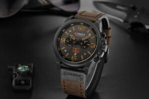 Curren Mens Watches Top Luxury Brand Waterproof Sport Wrist Watch Chronograph Quartz Military Genuine Leather Relogio Masculino - 2