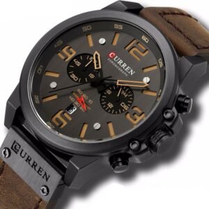 Curren Mens Watches Top Luxury Brand Waterproof Sport Wrist Watch Chronograph Quartz Military Genuine Leather Relogio Masculino
