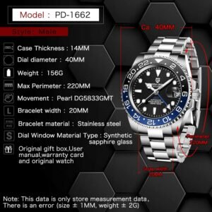 Pagani Design Luxury Men Mechanical Wristwatch Stainless Steel Gmt Watch Top Brand Sapphire Glass Watches Reloj Hombre - 2