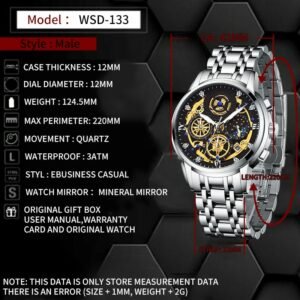 2021 Fashion Men's Watch Stainless Steel Top Brand Luxury Waterproof Sports Chronograph Quartz Relogio Masculino - 2