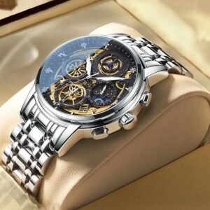 2021 Fashion Men's Watch Stainless Steel Top Brand Luxury Waterproof Sports Chronograph Quartz Relogio Masculino