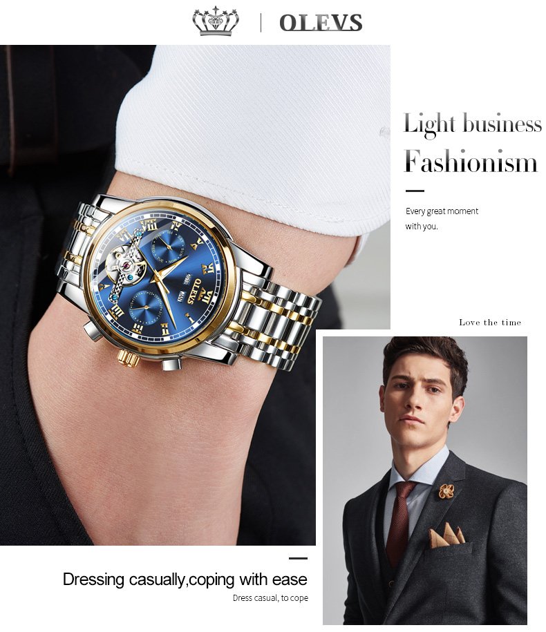 Olevs Mens Classic Automatic Mechanical Watch Waterproof Stainless Steel Green With Date Week Features - 10 Olevs Mens Classic Automatic Mechanical Watch Waterproof Stainless Steel Green With Date Week Features - 10