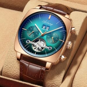 Swiss Famous Brand Watch Montre Luxe Chronograph Square Large Dial Hollow Waterproof Mens Fashion Watches